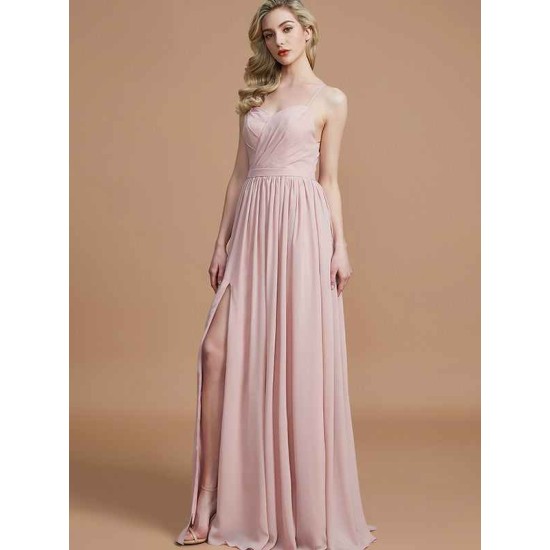 Charming Spaghetti Straps Sleeveless Ruched Chiffon Bridesmaid Dresses