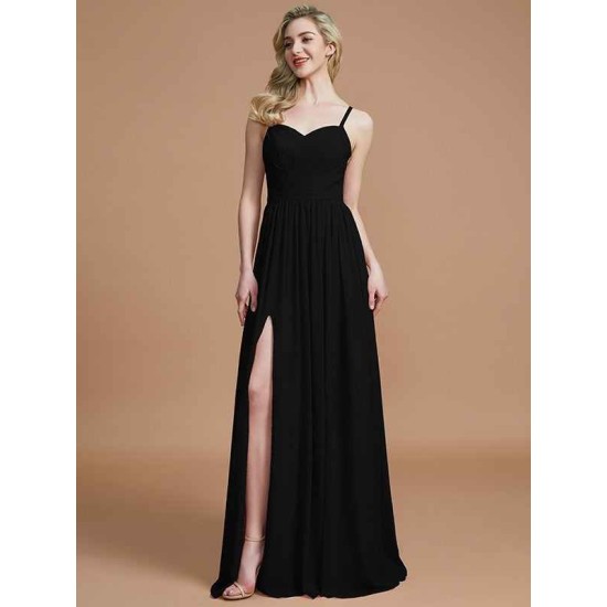 Charming Spaghetti Straps Sleeveless Ruched Chiffon Bridesmaid Dresses