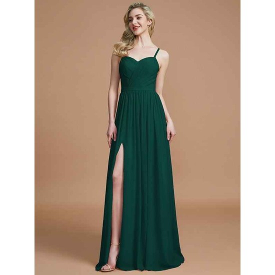 Charming Spaghetti Straps Sleeveless Ruched Chiffon Bridesmaid Dresses