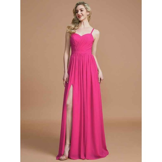 Charming Spaghetti Straps Sleeveless Ruched Chiffon Bridesmaid Dresses