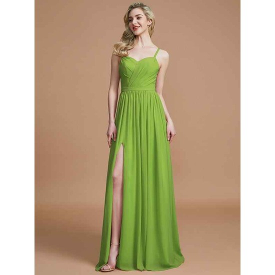 Charming Spaghetti Straps Sleeveless Ruched Chiffon Bridesmaid Dresses