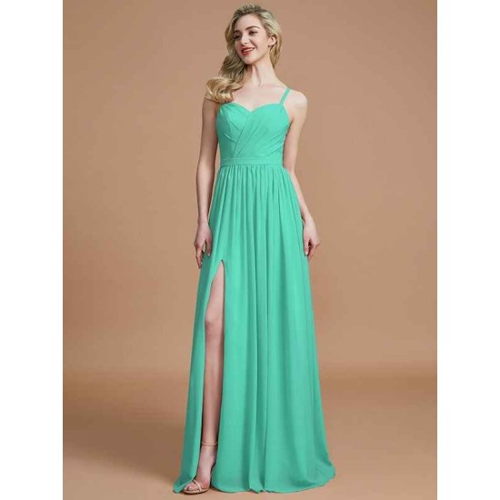 Charming Spaghetti Straps Sleeveless Ruched Chiffon Bridesmaid Dresses