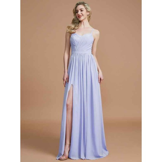 Charming Spaghetti Straps Sleeveless Ruched Chiffon Bridesmaid Dresses