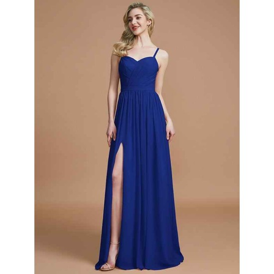 Charming Spaghetti Straps Sleeveless Ruched Chiffon Bridesmaid Dresses