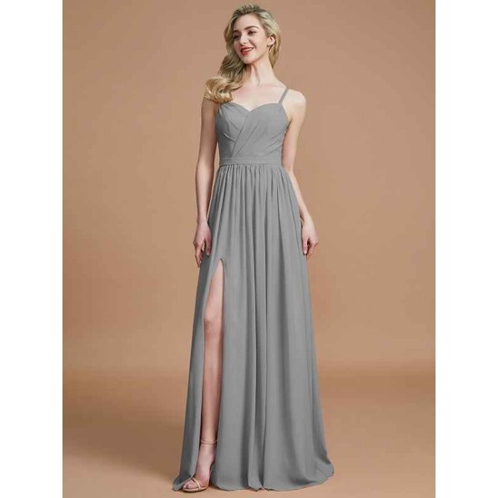 Charming Spaghetti Straps Sleeveless Ruched Chiffon Bridesmaid Dresses