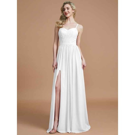 Charming Spaghetti Straps Sleeveless Ruched Chiffon Bridesmaid Dresses