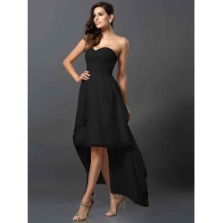 Gorgeous Sweetheart Pleats Sleeveless High Low Chiffon Bridesmaid Dresses