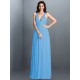V-Neck Elegant Pleats Sleeveless Long Chiffon Bridesmaid Dresses