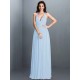 V-Neck Elegant Pleats Sleeveless Long Chiffon Bridesmaid Dresses