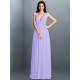 V-Neck Elegant Pleats Sleeveless Long Chiffon Bridesmaid Dresses