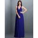 V-Neck Elegant Pleats Sleeveless Long Chiffon Bridesmaid Dresses