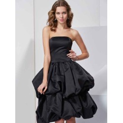 Charming Strapless Sleeveless Short Satin Bridesmaid Dresses