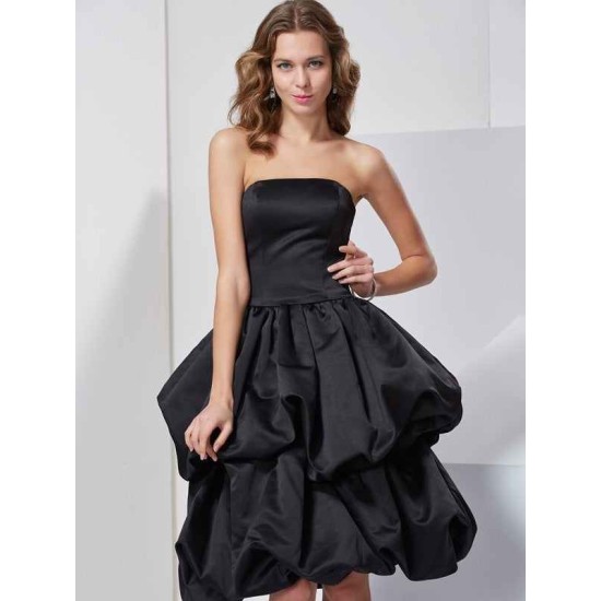 Charming Strapless Sleeveless Short Satin Bridesmaid Dresses