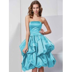 Charming Strapless Sleeveless Short Satin Bridesmaid Dresses