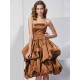 Charming Strapless Sleeveless Short Satin Bridesmaid Dresses