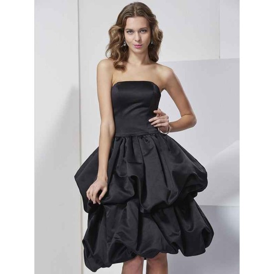 Charming Strapless Sleeveless Short Satin Bridesmaid Dresses