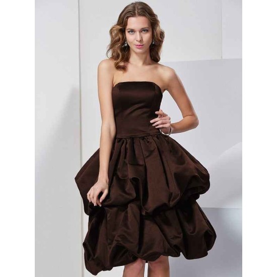 Charming Strapless Sleeveless Short Satin Bridesmaid Dresses