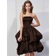 Charming Strapless Sleeveless Short Satin Bridesmaid Dresses