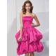 Charming Strapless Sleeveless Short Satin Bridesmaid Dresses