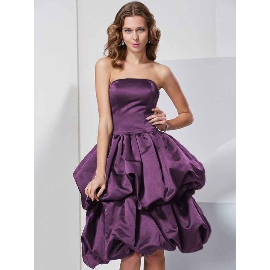Charming Strapless Sleeveless Short Satin Bridesmaid Dresses
