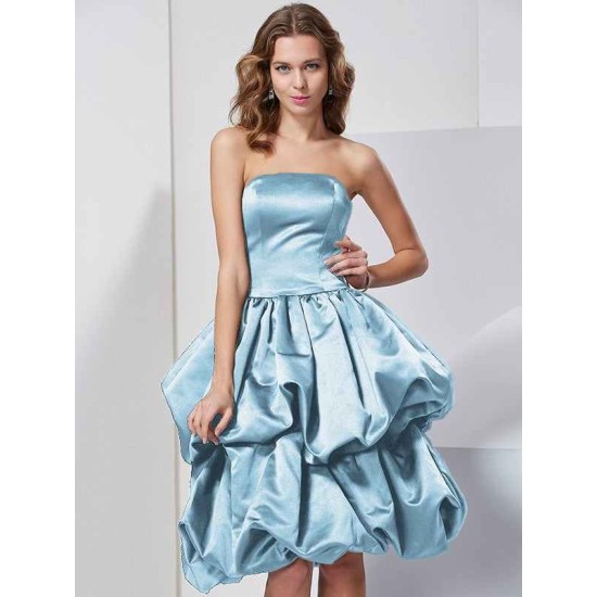 Charming Strapless Sleeveless Short Satin Bridesmaid Dresses