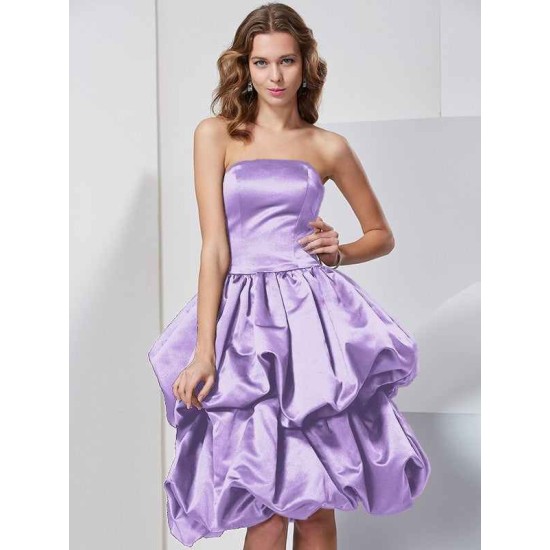 Charming Strapless Sleeveless Short Satin Bridesmaid Dresses