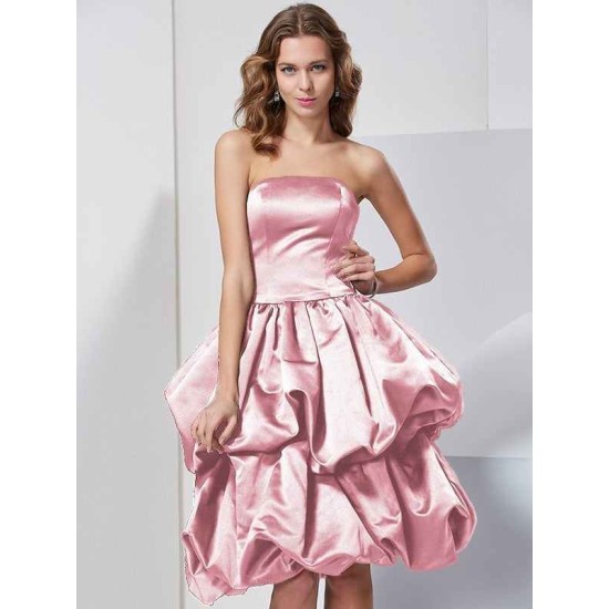Charming Strapless Sleeveless Short Satin Bridesmaid Dresses