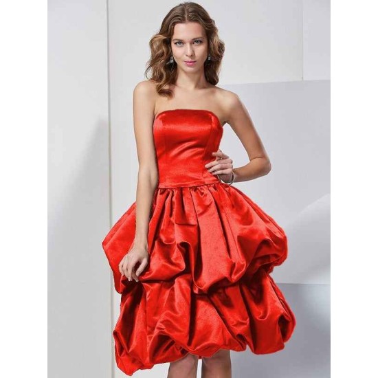 Charming Strapless Sleeveless Short Satin Bridesmaid Dresses