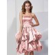 Charming Strapless Sleeveless Short Satin Bridesmaid Dresses