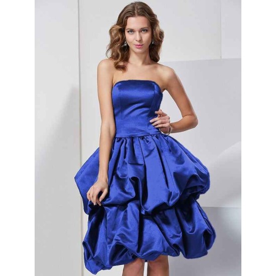 Charming Strapless Sleeveless Short Satin Bridesmaid Dresses