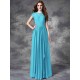 Modern Bateau Lace Sleeveless Long Chiffon Bridesmaid Dresses