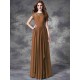 Modern Bateau Lace Sleeveless Long Chiffon Bridesmaid Dresses