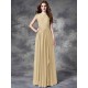 Modern Bateau Lace Sleeveless Long Chiffon Bridesmaid Dresses