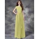 Modern Bateau Lace Sleeveless Long Chiffon Bridesmaid Dresses