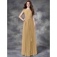 Modern Bateau Lace Sleeveless Long Chiffon Bridesmaid Dresses