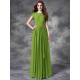 Modern Bateau Lace Sleeveless Long Chiffon Bridesmaid Dresses