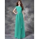 Modern Bateau Lace Sleeveless Long Chiffon Bridesmaid Dresses