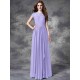 Modern Bateau Lace Sleeveless Long Chiffon Bridesmaid Dresses