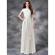 Modern Bateau Lace Sleeveless Long Chiffon Bridesmaid Dresses