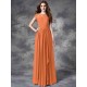Modern Bateau Lace Sleeveless Long Chiffon Bridesmaid Dresses