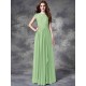 Modern Bateau Lace Sleeveless Long Chiffon Bridesmaid Dresses