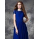 Modern Bateau Lace Sleeveless Long Chiffon Bridesmaid Dresses
