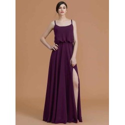 Charming Spaghetti Straps Sleeveless Ruffles Chiffon Bridesmaid Dresses