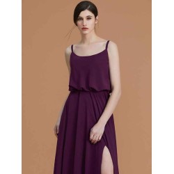 Charming Spaghetti Straps Sleeveless Ruffles Chiffon Bridesmaid Dresses