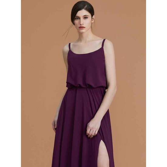 Charming Spaghetti Straps Sleeveless Ruffles Chiffon Bridesmaid Dresses
