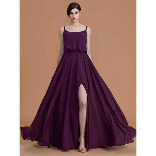 Charming Spaghetti Straps Sleeveless Ruffles Chiffon Bridesmaid Dresses