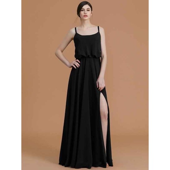 Charming Spaghetti Straps Sleeveless Ruffles Chiffon Bridesmaid Dresses