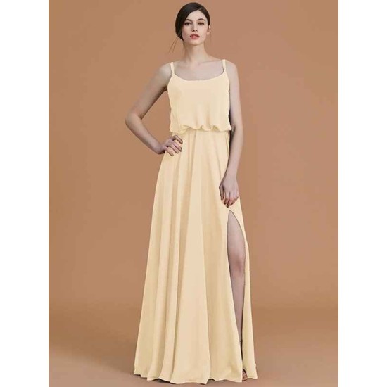 Charming Spaghetti Straps Sleeveless Ruffles Chiffon Bridesmaid Dresses