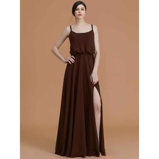 Charming Spaghetti Straps Sleeveless Ruffles Chiffon Bridesmaid Dresses