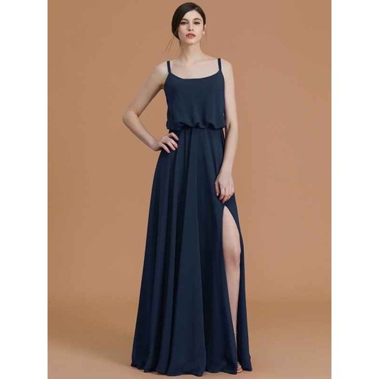 Charming Spaghetti Straps Sleeveless Ruffles Chiffon Bridesmaid Dresses